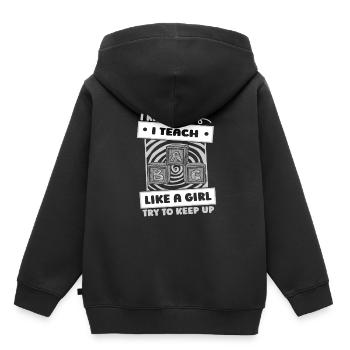 Enseignante maternelle Assistante maternelle - Sweat Premium à capuche enfant bio - noir - Dos - AI Model Kid Male (0cm)