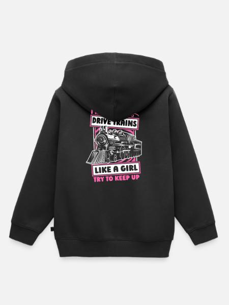 Lokführer Zugführer Mädchen - Kinder Premium Organic Hoodie - Schwarz