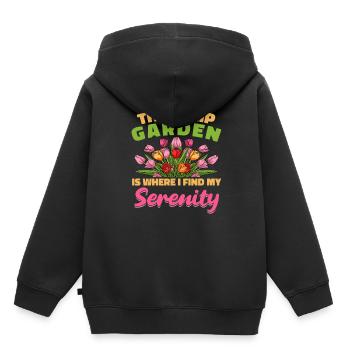 Tulipes Tulipes - Sweat Premium à capuche enfant bio - noir - Dos - AI Model Kid Male (0cm)