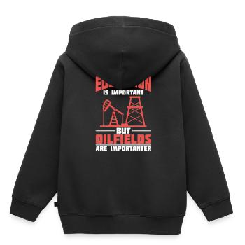 Plate-forme pétrolière sarcastique - Sweat Premium à capuche enfant bio - noir - Dos - AI Model Kid Male (0cm)