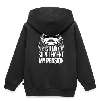 Schweißer Schlosser Die Pension - Kinder Premium Organic Hoodie - Schwarz - Hinten - AI Model Kid Male (0cm)