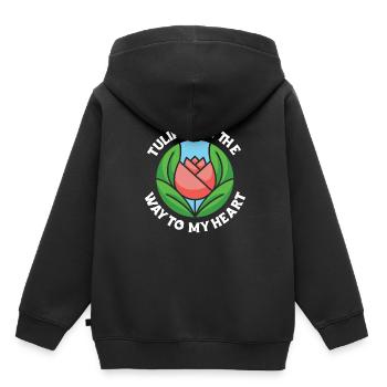 Tulipes Tulipes - Sweat Premium à capuche enfant bio - noir - Dos - AI Model Kid Male (0cm)