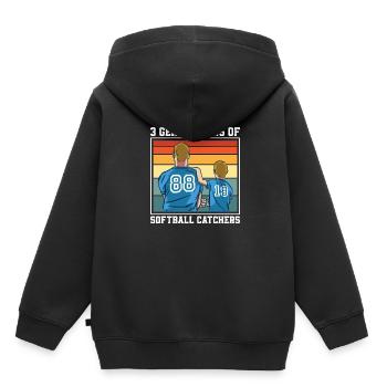Softball - Kinder Premium Organic Hoodie - Schwarz - Hinten - AI Model Kid Male (0cm)