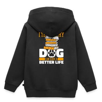 Professeur Chien Pédagogue - Sweat Premium à capuche enfant bio - noir - Dos - AI Model Kid Male (0cm)