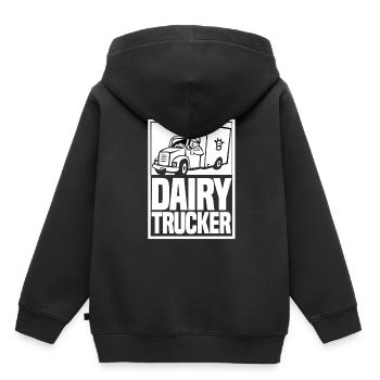 Camion de lait de vache Chauffeur de lait - Sweat Premium à capuche enfant bio - noir - Dos - AI Model Kid Male (0cm)