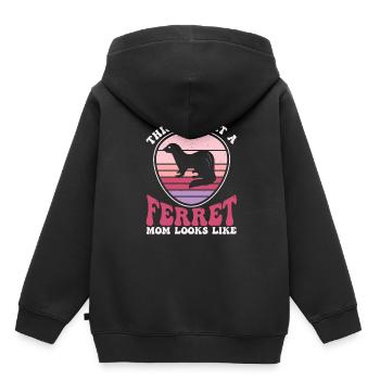 Mère putois furet - Sweat Premium à capuche enfant bio - noir - Dos - AI Model Kid Male (0cm)