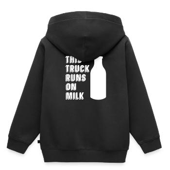 Camion de lait de vache Camion de lait - Sweat Premium à capuche enfant bio - noir - Dos - AI Model Kid Male (0cm)
