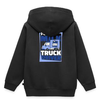 Camion de lait de vache Chauffeur de lait - Sweat Premium à capuche enfant bio - noir - Dos - AI Model Kid Male (0cm)