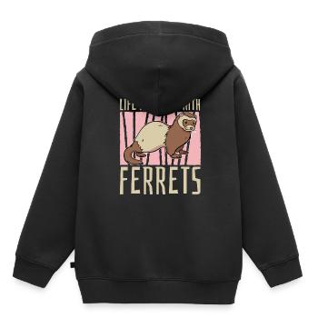 Putois furet drôle - Sweat Premium à capuche enfant bio - noir - Dos - AI Model Kid Male (0cm)
