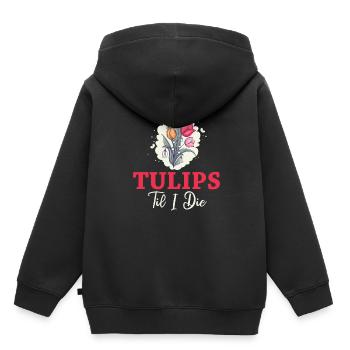 Tulipes Tulipes - Sweat Premium à capuche enfant bio - noir - Dos - AI Model Kid Male (0cm)