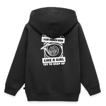 Horn player French Horn - Kids Premium Organic Hoodie - black - Back - AI Model Kid Male (0cm)