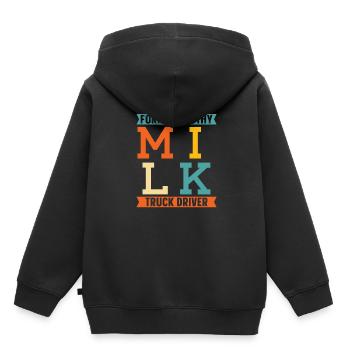 Camion de lait de vache Chauffeur de lait - Sweat Premium à capuche enfant bio - noir - Dos - AI Model Kid Male (0cm)