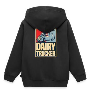 Camion de lait de vache Chauffeur de lait - Sweat Premium à capuche enfant bio - noir - Dos - AI Model Kid Male (0cm)