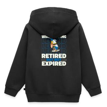 Wing Surf Wing Foil retiré - Sweat Premium à capuche enfant bio - noir - Dos - AI Model Kid Male (0cm)