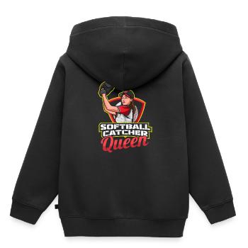 Softball - Kinder Premium Organic Hoodie - Schwarz - Hinten - AI Model Kid Male (0cm)