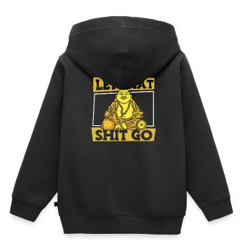 Bouddha bouddhiste drôle - Sweat Premium à capuche enfant bio - noir - Dos - AI Model Kid Male (0cm)
