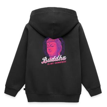 Buddha Buddhist Hausjunge - Kinder Premium Organic Hoodie - Schwarz - Hinten - AI Model Kid Male (0cm)