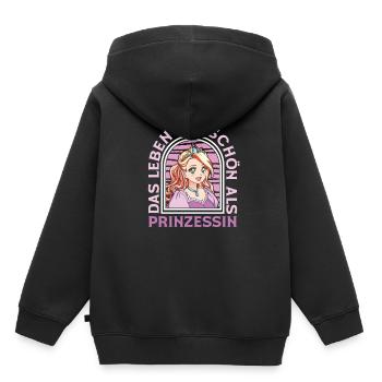 Prinzessin Fun - Kinder Premium Organic Hoodie - Schwarz - Hinten - AI Model Kid Male (0cm)