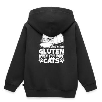 Gluten Free Cat - Kids Premium Organic Hoodie - black - Back - AI Model Kid Male (0cm)