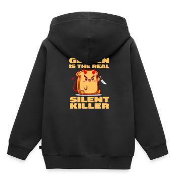 Glutenfrei Witzig - Kinder Premium Organic Hoodie - Schwarz - Hinten - AI Model Kid Male (0cm)