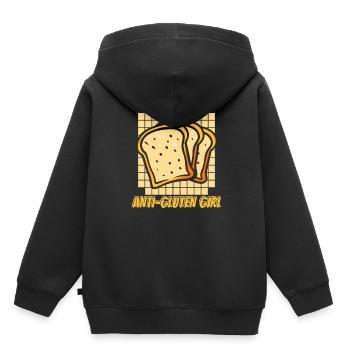 Glutenfrei Mädchen - Kinder Premium Organic Hoodie - Schwarz - Hinten - AI Model Kid Male (0cm)