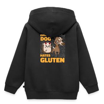 Glutenfrei Hund - Kinder Premium Organic Hoodie - Schwarz - Hinten - AI Model Kid Male (0cm)