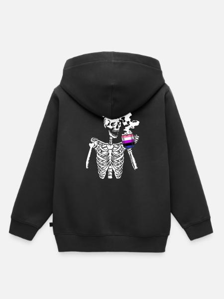 Genderfluide Skelett - Kinder Premium Organic Hoodie - Schwarz