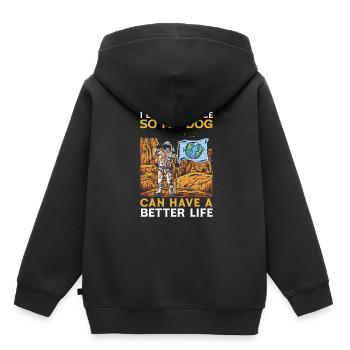 Espace Chien de l’espace Colonisation de l’espace - Sweat Premium à capuche enfant bio - noir - Dos - AI Model Kid Male (0cm)