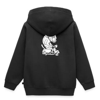 Motorroller Affe - Kinder Premium Organic Hoodie - Schwarz - Hinten - AI Model Kid Male (0cm)