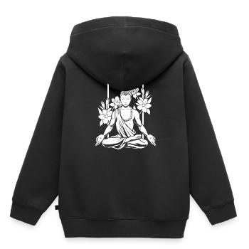 Fleurs bouddhistes de Bouddha - Sweat Premium à capuche enfant bio - noir - Dos - AI Model Kid Male (0cm)