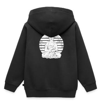Buddha Buddhist Lustig - Kinder Premium Organic Hoodie - Schwarz - Hinten - AI Model Kid Male (0cm)