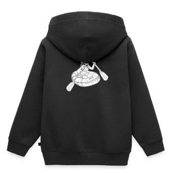 Rafting - Kinder Premium Organic Hoodie - Schwarz - Hinten - AI Model Kid Male (0cm)