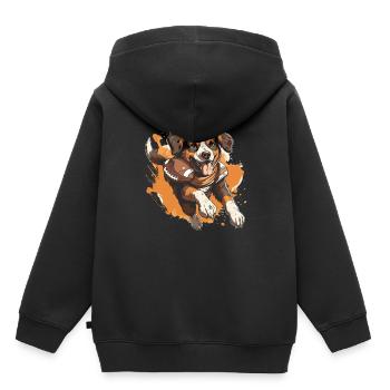 Chien de football américain - Sweat Premium à capuche enfant bio - noir - Dos - AI Model Kid Male (0cm)