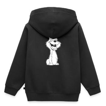 Lama Lama Sourire - Sweat Premium à capuche enfant bio - noir - Dos - AI Model Kid Male (0cm)