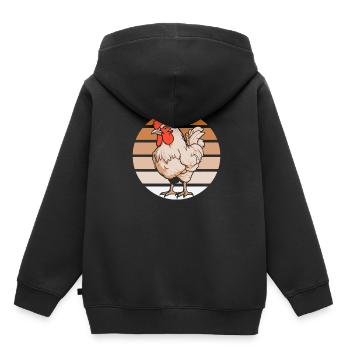 Huhn Henne - Kinder Premium Organic Hoodie - Schwarz - Hinten - AI Model Kid Male (0cm)