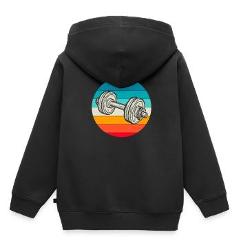 Fitness - Kinder Premium Organic Hoodie - Schwarz - Hinten - AI Model Kid Male (0cm)