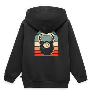 Fitness - Kinder Premium Organic Hoodie - Schwarz - Hinten - AI Model Kid Male (0cm)