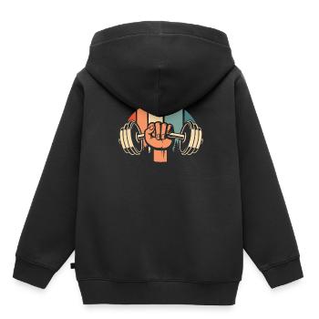 Fitness - Kinder Premium Organic Hoodie - Schwarz - Hinten - AI Model Kid Male (0cm)