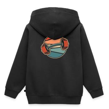 Fitness - Kinder Premium Organic Hoodie - Schwarz - Hinten - AI Model Kid Male (0cm)