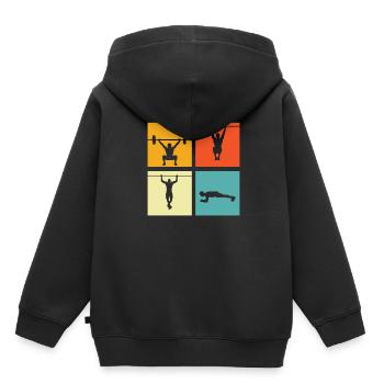 Fitness - Kinder Premium Organic Hoodie - Schwarz - Hinten - AI Model Kid Male (0cm)