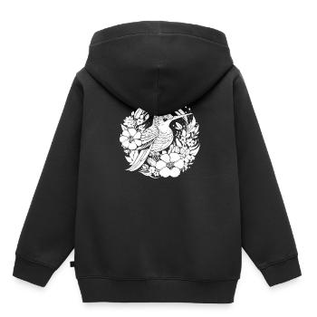 Colibri Floral Line Art - Sweat Premium à capuche enfant bio - noir - Dos - AI Model Kid Male (0cm)
