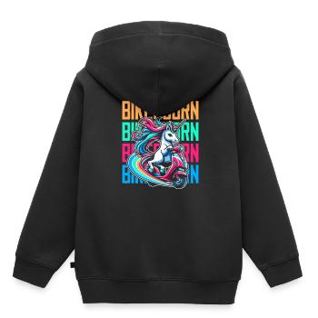 Motorroller Einhorn Scootercorn - Kinder Premium Organic Hoodie - Schwarz - Hinten - AI Model Kid Male (0cm)