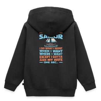 Voile, Voile, Voilier - Sweat Premium à capuche enfant bio - noir - Dos - AI Model Kid Male (0cm)