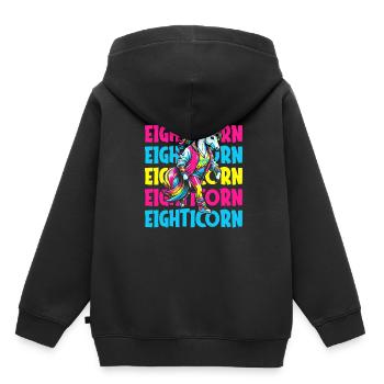 80s Eighties Unicorn Eighticorn - Kids Premium Organic Hoodie - black - Back - AI Model Kid Male (0cm)