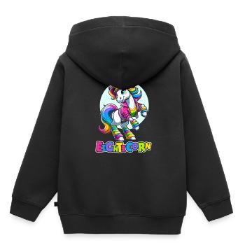 80s Eighties Unicorn Eighticorn - Kids Premium Organic Hoodie - black - Back - AI Model Kid Male (0cm)