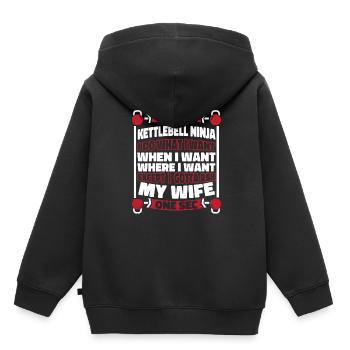 Kettlebell - Kinder Premium Organic Hoodie - Schwarz - Hinten - AI Model Kid Male (0cm)