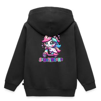 Motorroller Einhorn Scootercorn - Kinder Premium Organic Hoodie - Schwarz - Hinten - AI Model Kid Male (0cm)