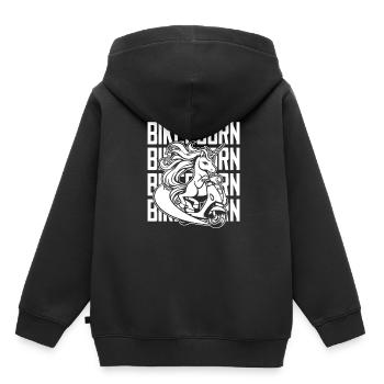 Motorroller Einhorn Scootercorn - Kinder Premium Organic Hoodie - Schwarz - Hinten - AI Model Kid Male (0cm)