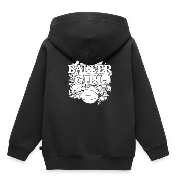 Basket-ball Fille Baller Fille - Sweat Premium à capuche enfant bio - noir - Dos - AI Model Kid Male (0cm)