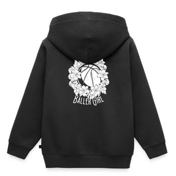 Basket-ball Fille Baller Fille - Sweat Premium à capuche enfant bio - noir - Dos - AI Model Kid Male (0cm)